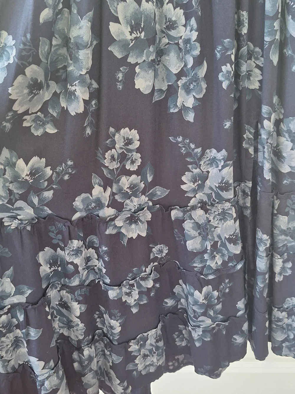 Boho Navy Blue Floral Maxi Dress